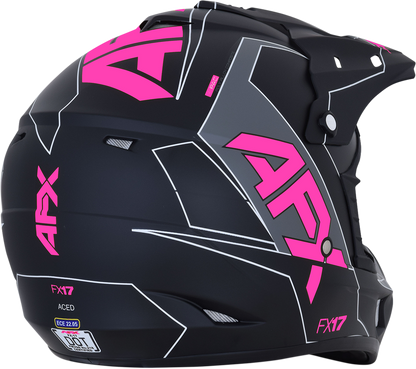 AFEX FX-17 helmet in matte black and pink, XL size, featuring a sleek design with ventilation and adjustable straps.