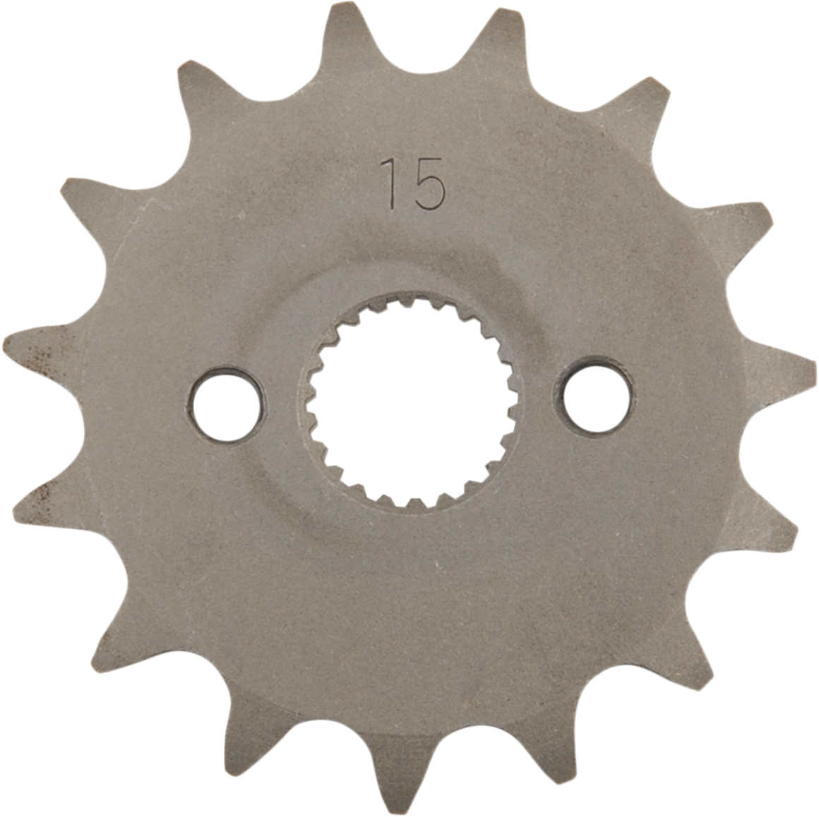Parts Unlimited 15-tooth countershaft sprocket for Honda motorcycles, shown in the image. Durable and precise motorcycle part.