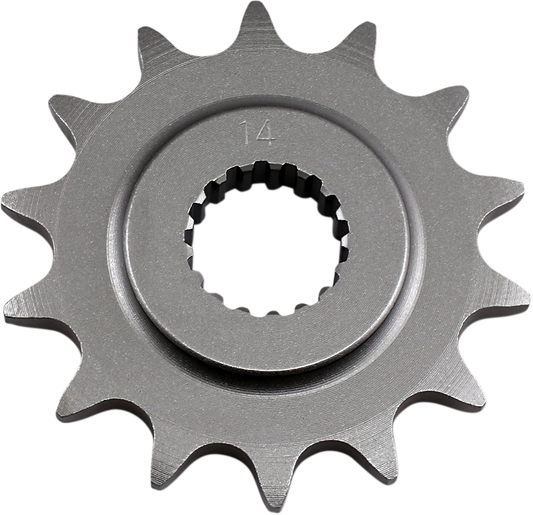Parts Unlimited 14-tooth countershaft sprocket for Honda motorcycles, durable metal gear for optimal performance.