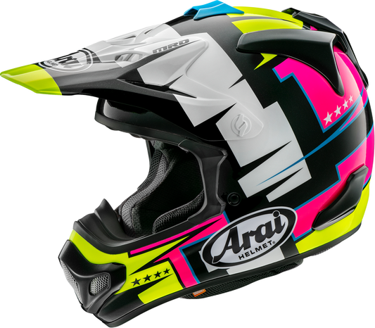 Arai VX-Pro4 Battle Yellow motorcycle helmet in XL size with a bold yellow finish and aerodynamic design.