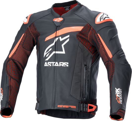 ALPINESTARS, ALPINESTARS GP Plus R v4 Rideknit® Leather Jacket - Black/Red Fluo/White - US 42 / EU 52 3100324-1321-52