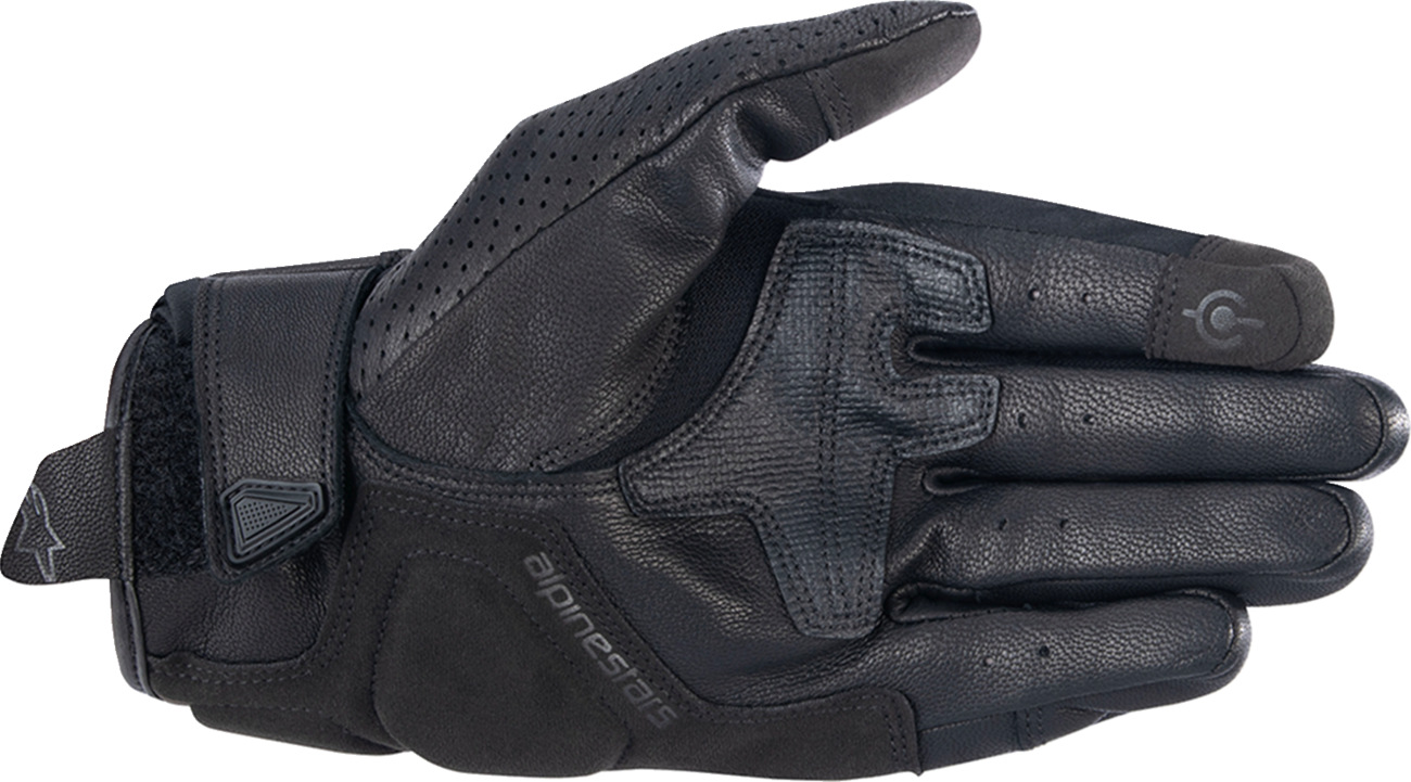 Alpinestars Celer V3 leather road riding gloves in black and white, XL size, featuring reinforced knuckles and breathable leather construction.