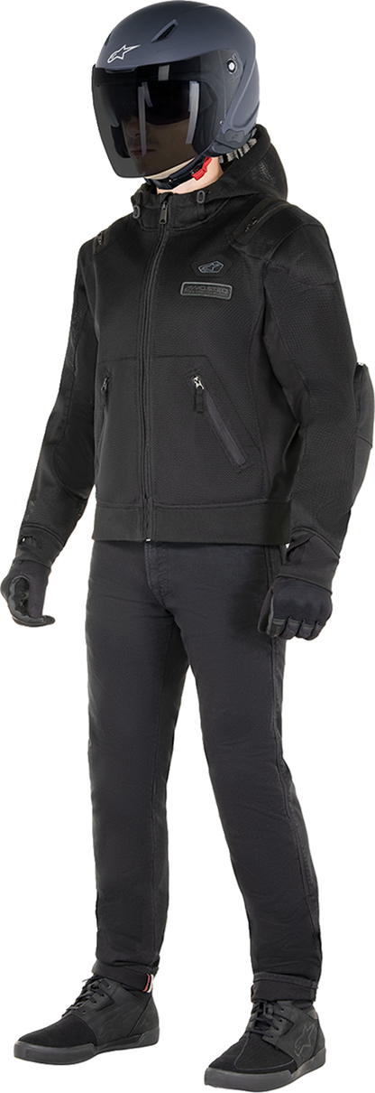 Alpinestars Moflow Air Tech Hoodie in black, large size, featuring breathable fabric and sporty design.