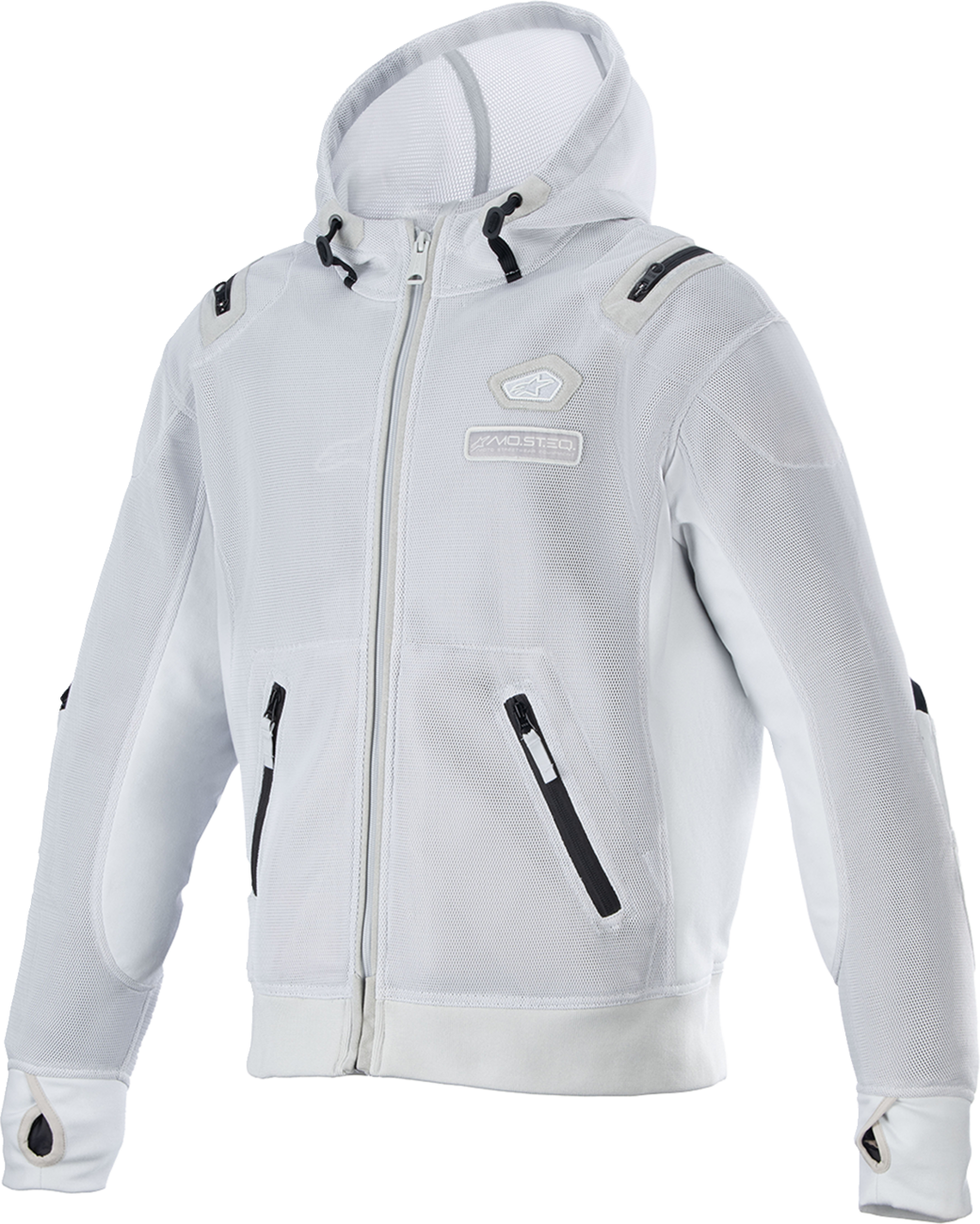 Gray Alpinestars Moflow Air Tech Hoodie, small size, featuring breathable fabric and sporty design.