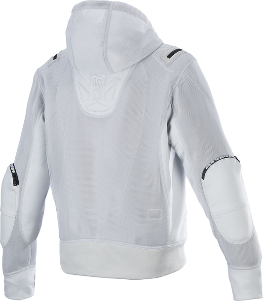 Gray Alpinestars Moflow Air Tech Hoodie in small size, featuring breathable fabric and sporty design with brand logo details.