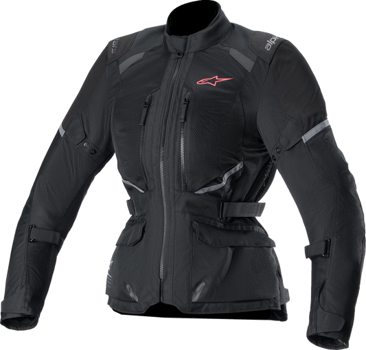 Alpinestars Stella Andes Air Drystar® women's motorcycle riding jacket in black, size 2X, featuring protective armor and airflow vents.