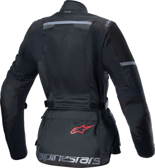 Alpinestars Stella Andes Air Drystar women's motorcycle jacket in black, size XL, featuring protective armor and breathable fabric.