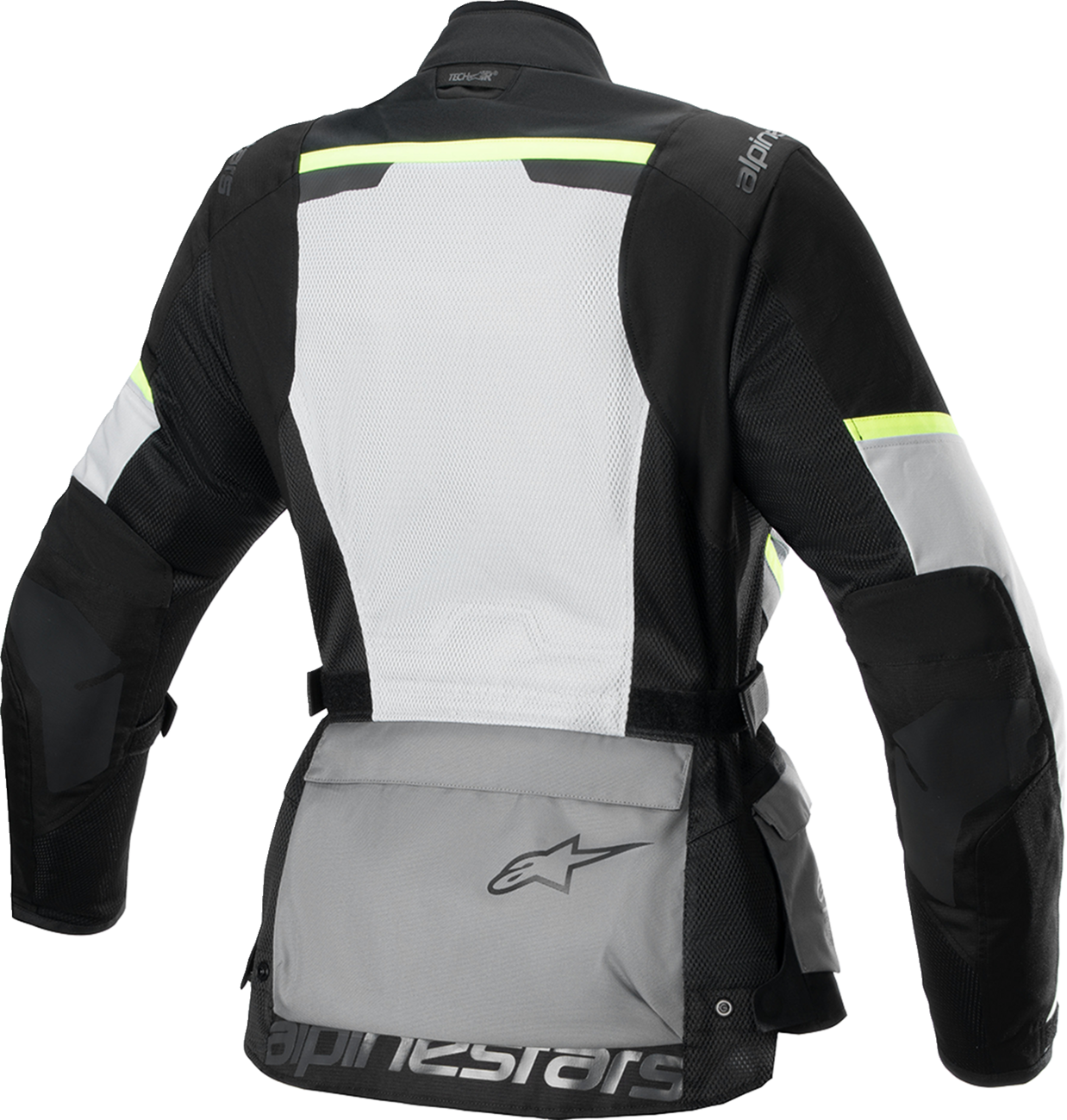 Alpinestars Stella Andes Air Drystar® women's touring motorcycle jacket in Ice Gray, dark gray, and black, size large, with protective gear