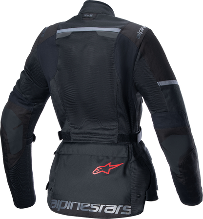 Alpinestars Stella Andes Air Drystar women's touring motorcycle jacket in size large, featuring protective armor and breathable fabric