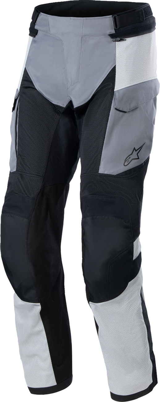 Alpinestars Andes Air Drystar® motorcycle pants in ice gray, dark gray, and black, size XL, with protective knee armor.