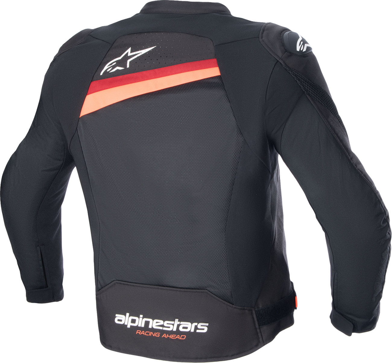 Alpinestars T-GP Plus R v4 Airflow motorcycle jacket in black and red fluo, 2XL, with breathable mesh panels and protective armor.