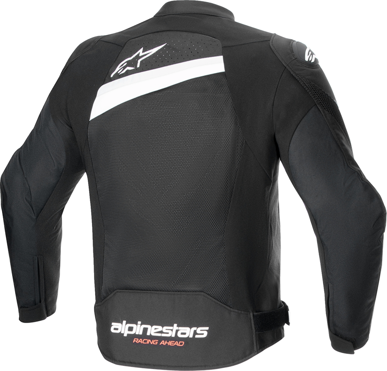 Alpinestars T-GP Plus R v4 Airflow motorcycle jacket in black and white, size 4XL, with visible vents and protective armor.