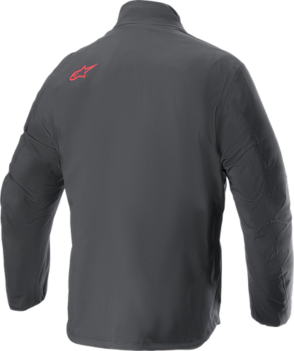 Black Alpinestars AMT Storm Gear Drystar XF jacket, size large, showing front view with durable waterproof fabric and storm-ready design.
