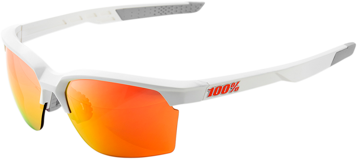 100% Sportcoupe Sunglasses - White - Red Mirror 61020-000-43 - Howling Moto