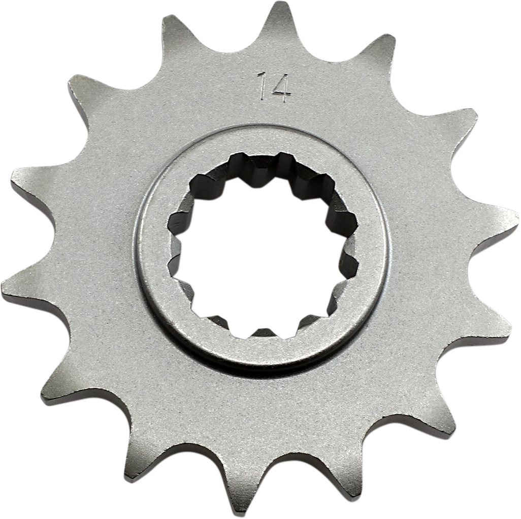 Honda countershaft sprocket with 14 teeth from PARTS UNLIMITED, OEM quality replacement part for motorcycle drive systems.