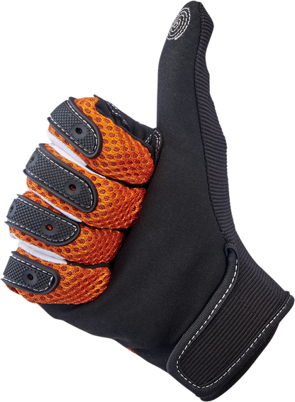 Bill's Exhausts BILTWELL Anza orange gloves, 2XL size, with textured leather and reinforced knuckles for motorcycle riding.