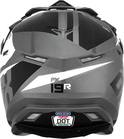 Frost gray AFX FX-19R racing helmet in large size with sleek design and ventilation vents, displayed from front angle.