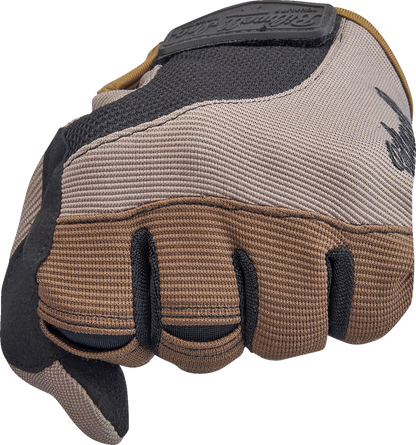 BILTWEll Moto Gloves in Coyote and Black, XL size, featuring durable leather construction and secure wrist closure.