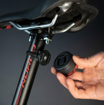 Bill's Exhausts SP CONNECT All-Round LED Safety Light in red showing 100 lumens, designed for phone safety and visibility.
