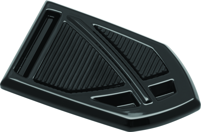 Kuryakyn Phantom brake pedal pad in black for Harley Davidson FL Softail models 2018-2019, shown attached to brake pedal.