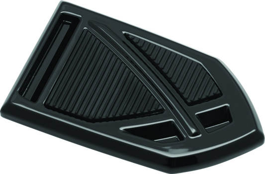 Kuryakyn Phantom brake pedal pad in black for Harley Davidson FL Softail models 2018-2019, shown attached to brake pedal.