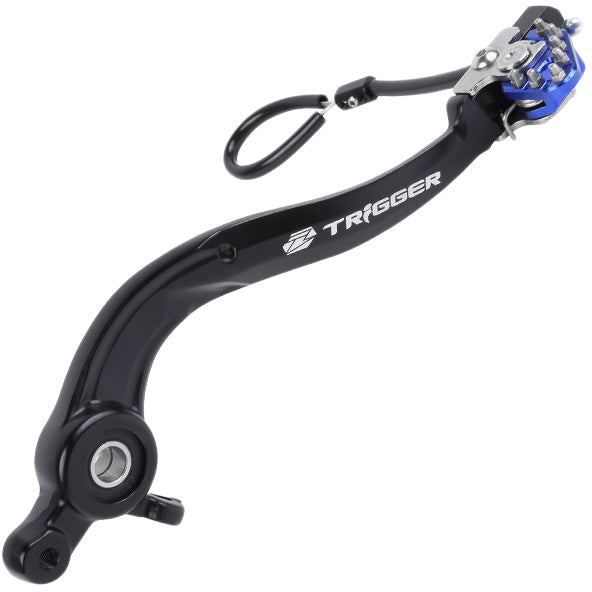 Blue ZETA ZE90-7336 trigger brake pedal for Yamaha motorcycles, featuring a sleek metal finish and ergonomic design.