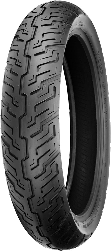 Shinko 733 Series front cruiser tire 100/90-19 bias tire with 57H load rating, suitable for touring motorcycles.