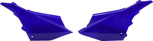 Blue Acerbis side panels for Yamaha YZ 125/250 2022-2023 motorcycle, designed as body panels with Bill's Exhausts branding.