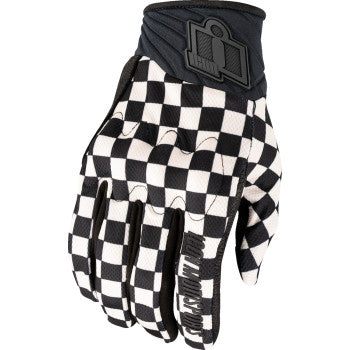 Bill's Exhausts ICON Anthem3™ CX Checker Gloves 3XL, black and gray fabric with textured grip palms.