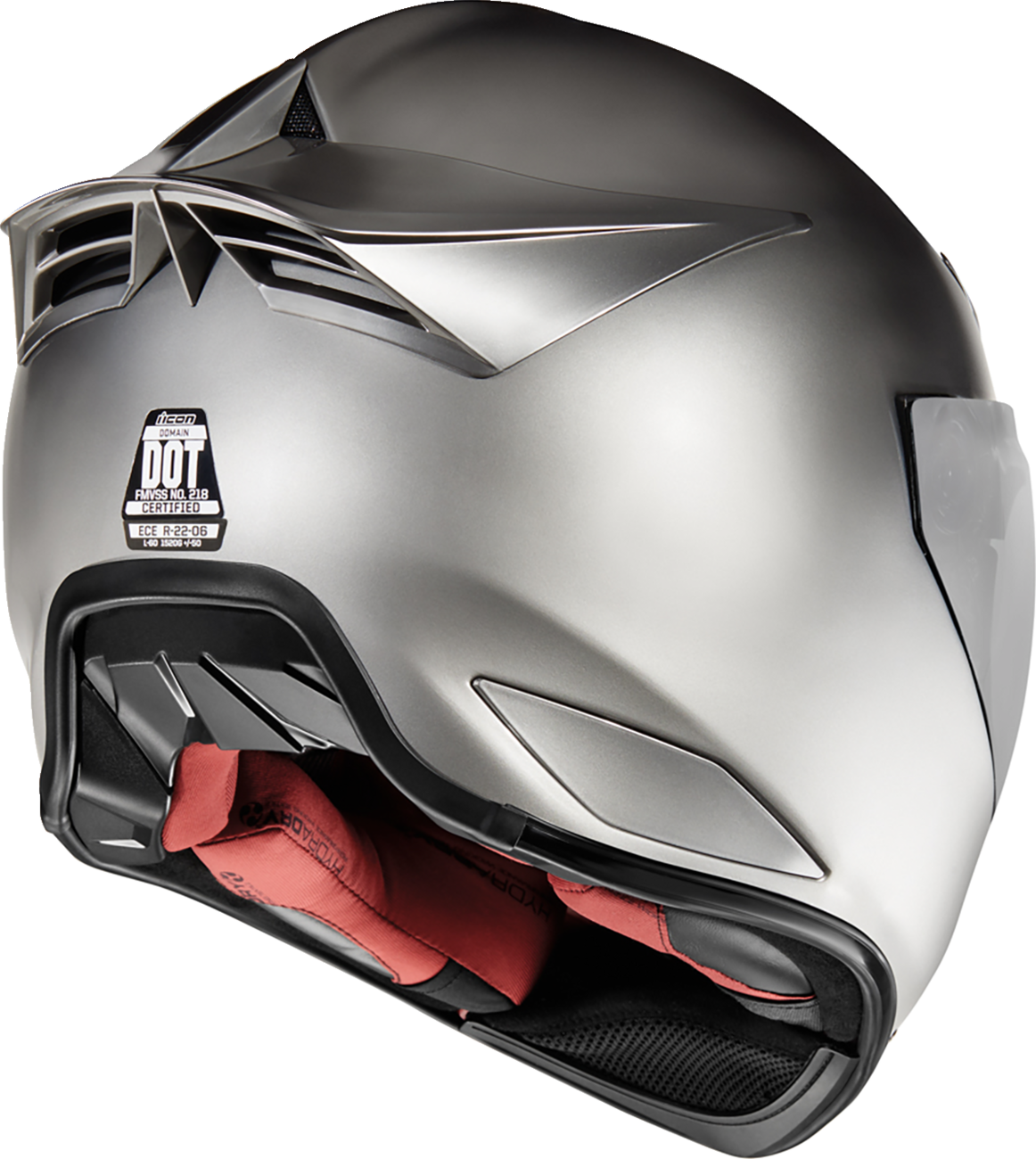 Silver ICON Domain™ Helmet Cornelius style in large size, featuring a sleek design and secure fit, by Bill's Exhausts.