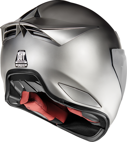 Silver ICON Domain™ Helmet Cornelius style in large size, featuring a sleek design and secure fit, by Bill's Exhausts.
