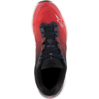 Alpinestars Meta Road V2 motorcycle shoes in red, black, and white, US size 10.5, featuring sporty design and protective features.