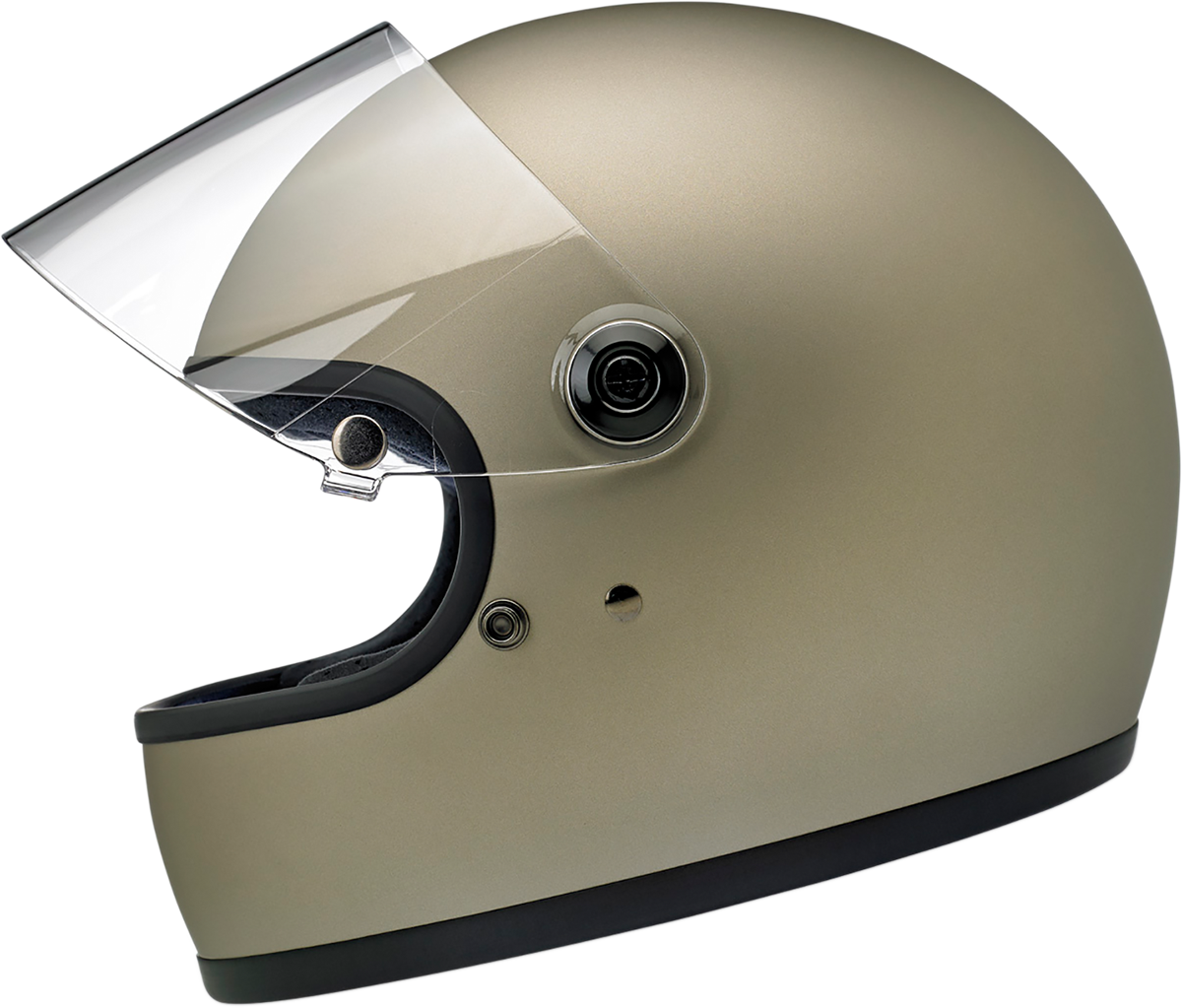 Bill's Exhausts BILTWELL Gringo S helmet in flat titanium finish, XS size, featuring sleek motorcycle helmet design.