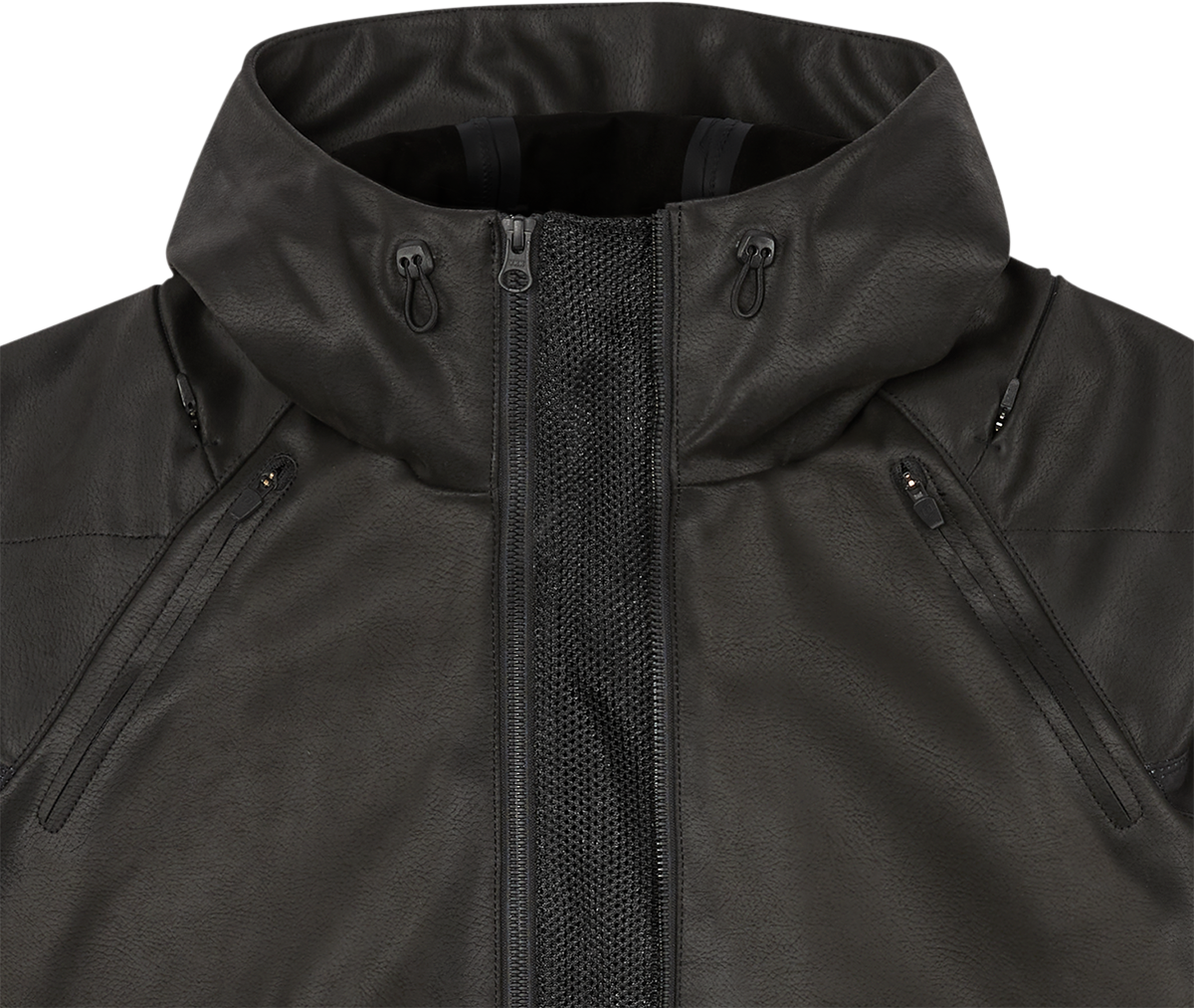 Black ICON Synthhawk jacket in 4XL by Bill's Exhausts, showcasing the front view with a sleek design and durable fabric.