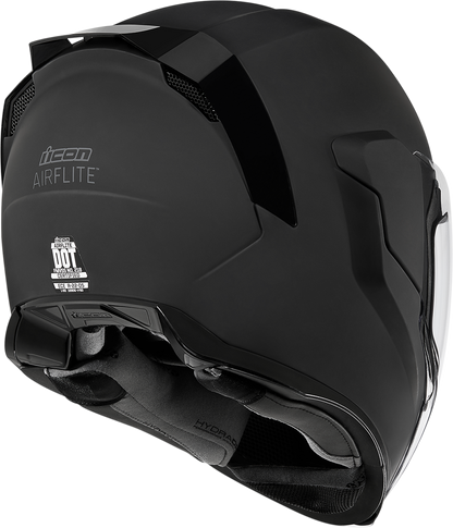 Black ICON Airflite™ helmet in rubatone finish, small size, with aerodynamic design and clear visor.