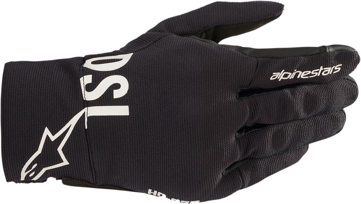 Alpinestars Shotaro black motorcycle gloves in medium size with protective knuckles and detailed stitching.