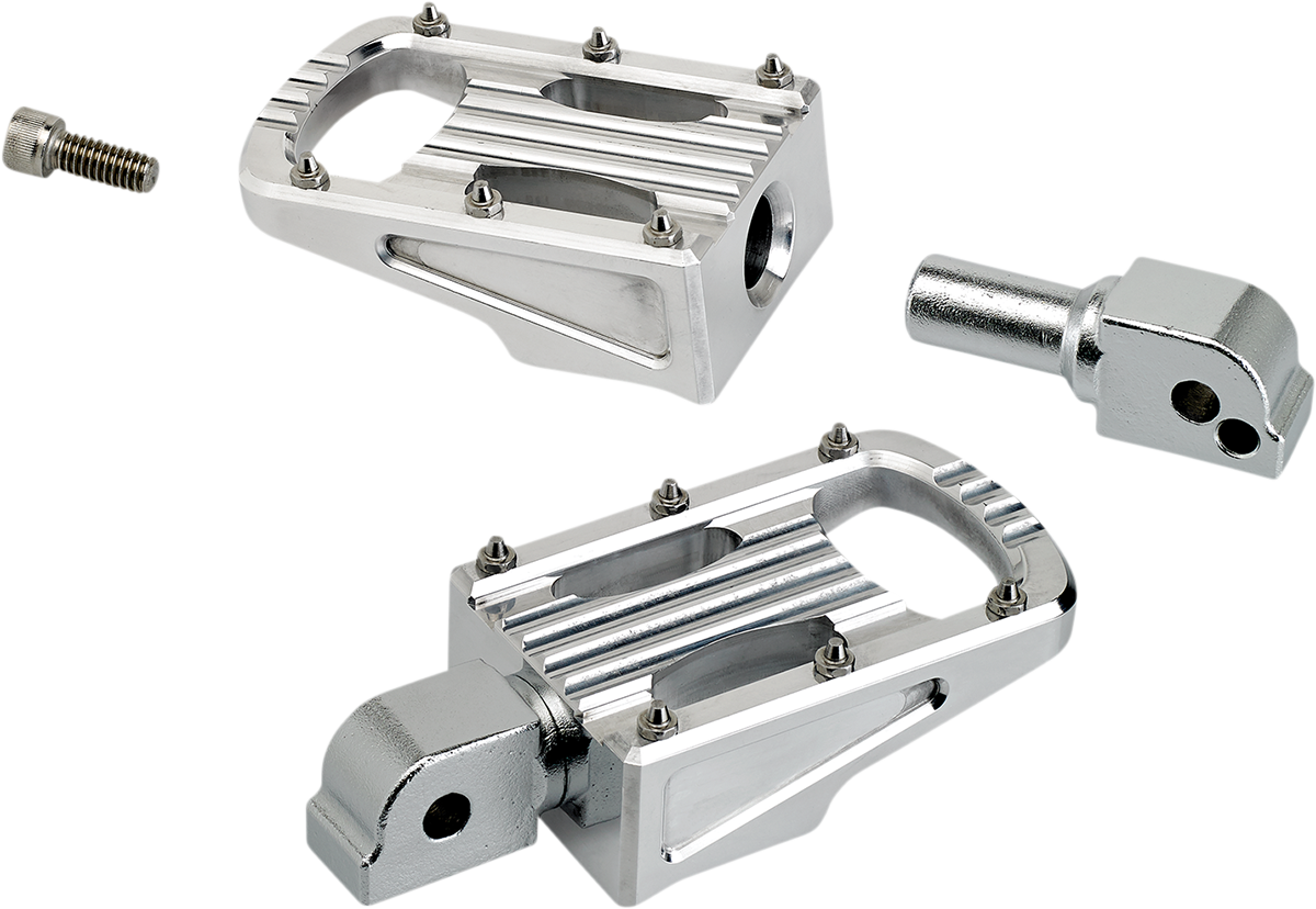 Polished BILTWELL Punisher passenger footpeg for M8 motorcycles, featuring durable body design by Bill's Exhausts.
