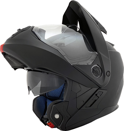 Matte black AFX FX-111DS motorcycle helmet by Bill's Exhausts, medium size, with sleek aerodynamic design and clear visor.