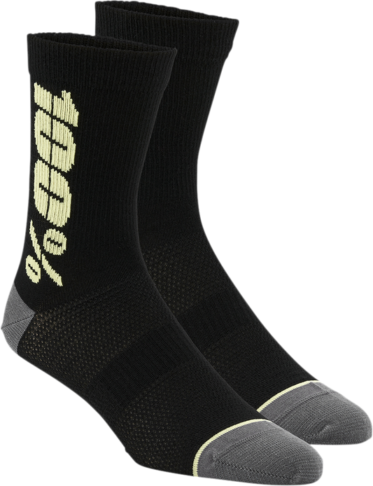 100% Rythym Socks - Black/Yellow - Small/Medium 24006-014-17 - Howling Moto