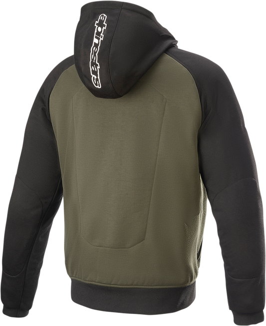 Black and green Alpinstars Chrome hoodie in 4XL size, featuring front logo and casual fit.