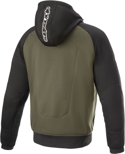 Black and green Alpinestars Chrome Hoodie in small size, featuring a casual hoodie style with Alpinestars branding.