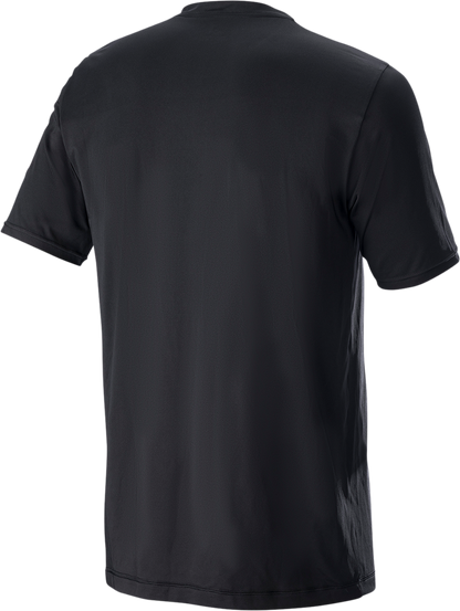 Black ALPINESTARS Ageless V3 Tech T-Shirt in small size, featuring the brand logo on the front, made from comfortable fabric.