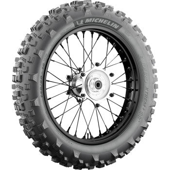 Rear MICHELIN Enduro Xtrem 2 motorcycle tire, 140/80-18 size with 70M speed rating, mounted on wheel.