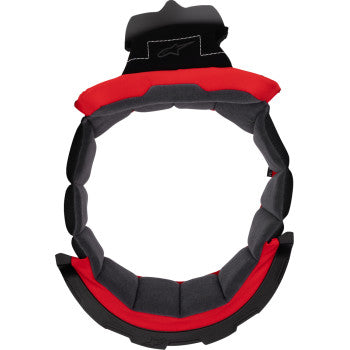 Alpinestars Supertech R10 Crown Pad XL with 8mm thickness, black and red padding designed for motorcycle racing helmets.