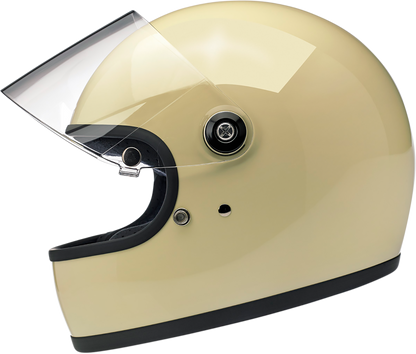 BILTWELL Gringo S helmet in gloss vintage white, small size, featuring a classic retro motorcycle helmet design.