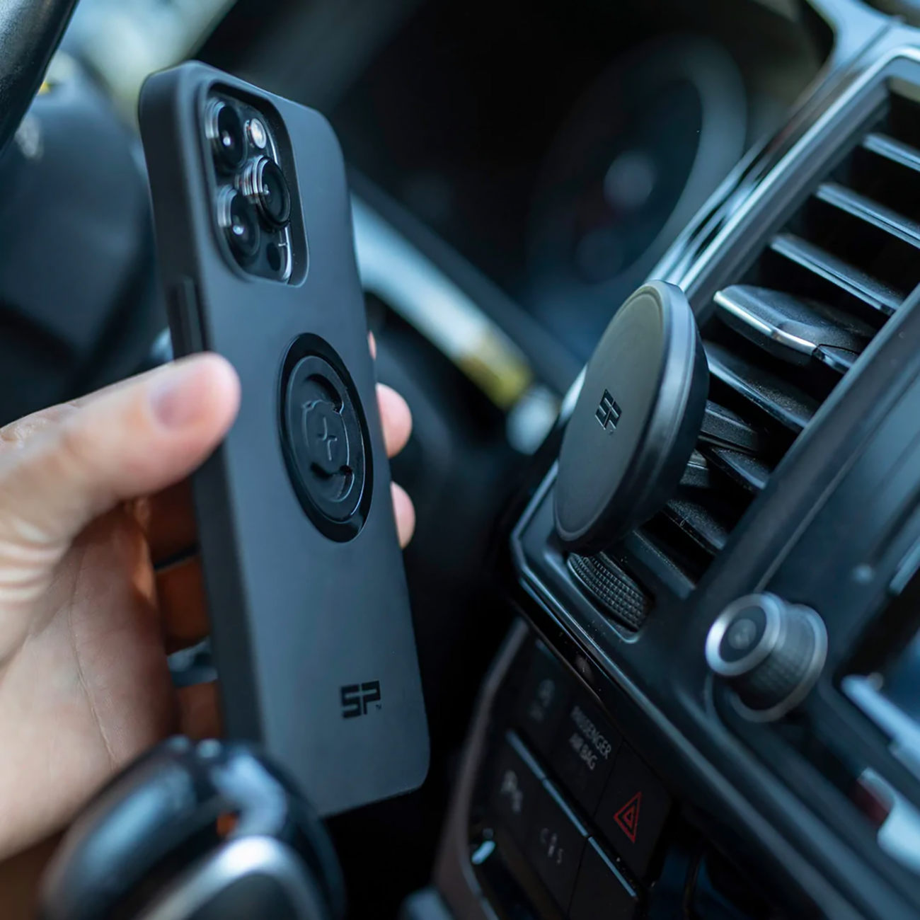 Bill's Exhausts SP CONNECT vent mount for phones, sturdy car vent holder with secure clip for easy access and stability.