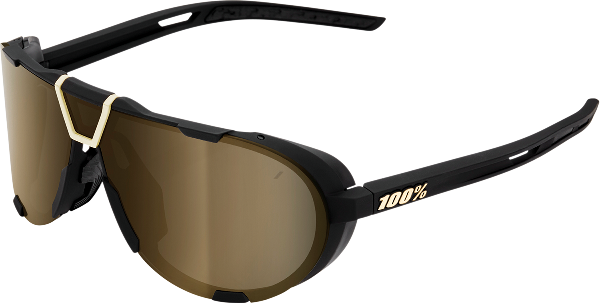 100% Westcraft Sunglasses - Soft Tact Black - Soft Gold Mirror 61046-258-01 - Howling Moto
