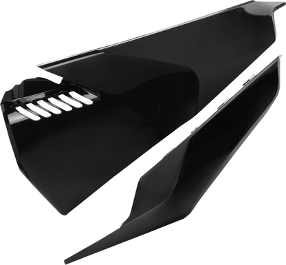 Acerbis black side panel vent for motorcycle body, showcasing sleek black finish and vent openings, designed for Bill's Exhausts.