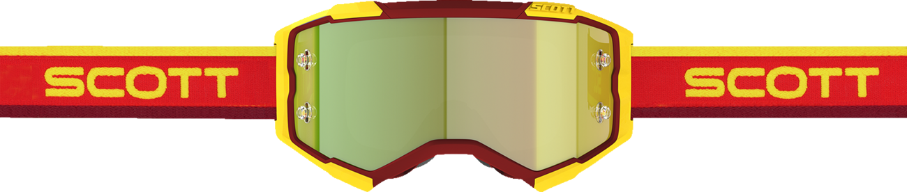 Bill's Exhausts SCOTT Fury Goggle in Retro Red and Yellow, vibrant engine goggles with bold color design.