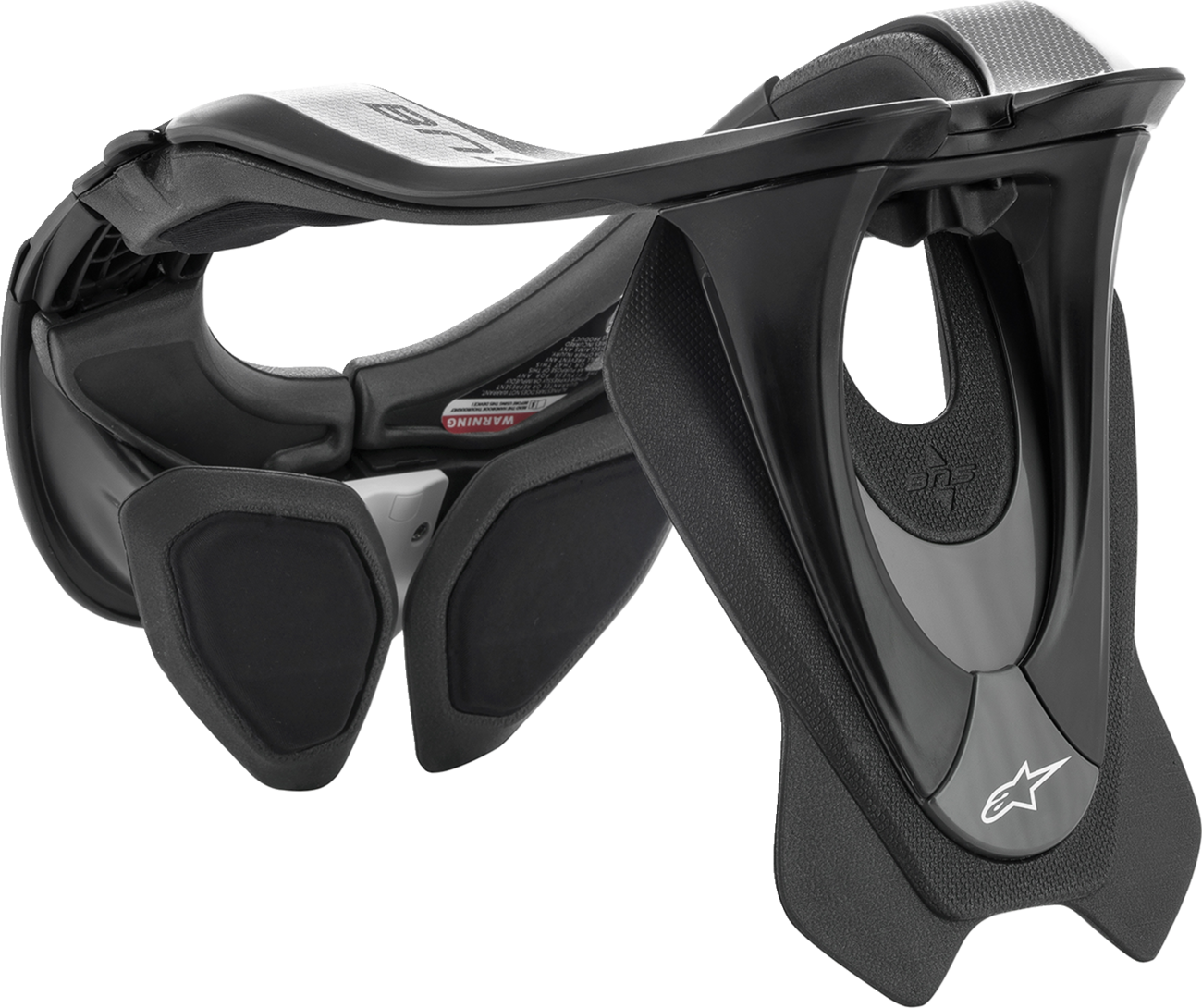 Alpinestars BNS Tech 2 helmet part in black and yellow fluo, with cool gray accents, size XS/M, designed for motorcycle helmets.